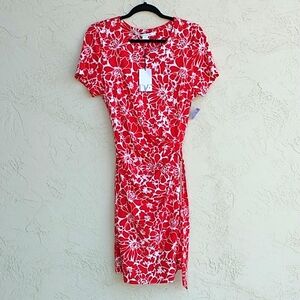 DIANE von FURSTENBERG Floral Zoe Dress Faux Wrap Size 14